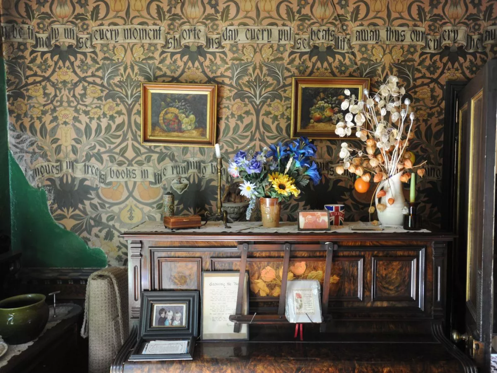 Interior of the David Parr House, showing hand-painted craftsmanship.